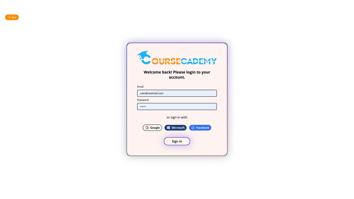 Lightmode Login Page